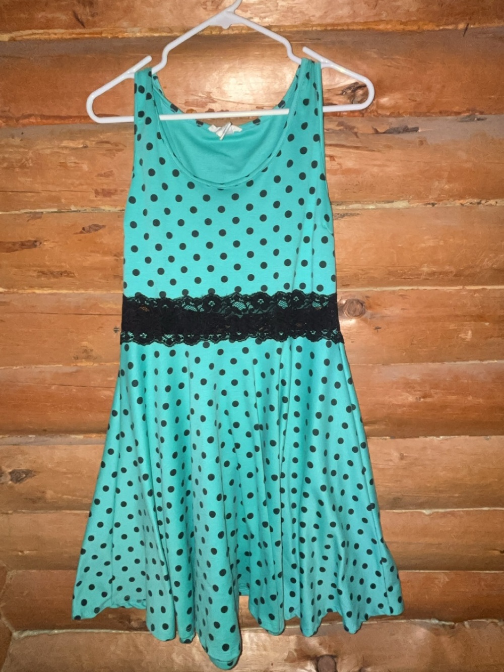 Vintage Turquoise Polka Dot Flare Dress